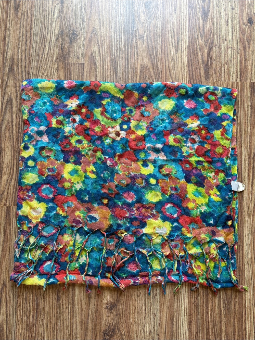 Old Navy Colorful Abstract Floral Fringe Scarf